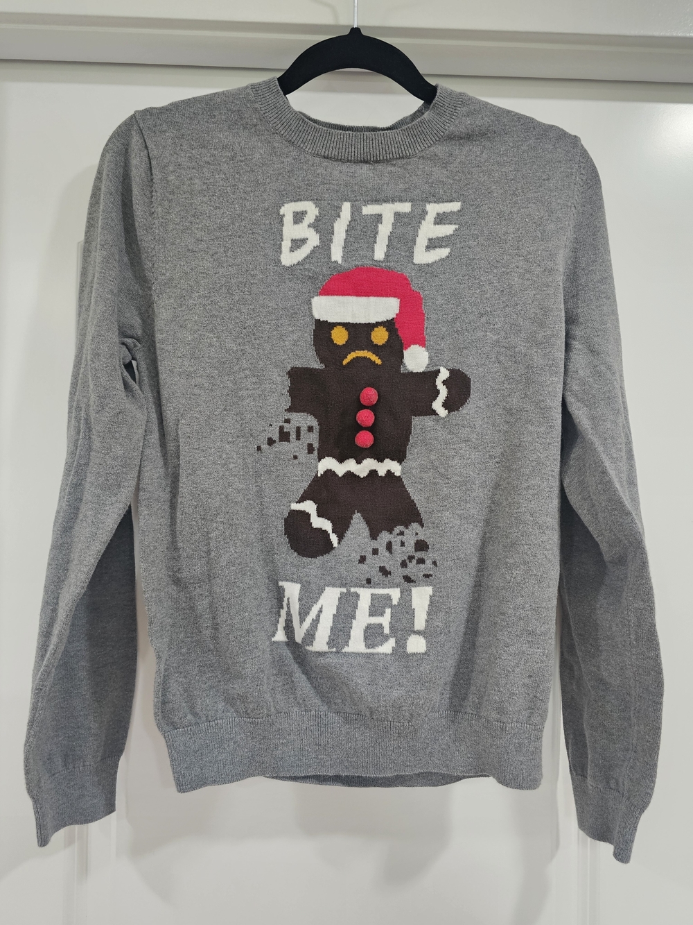 Mossimo Supply Co. Women S Gray Crewneck Pullover Gingerbread Christmas Sweater